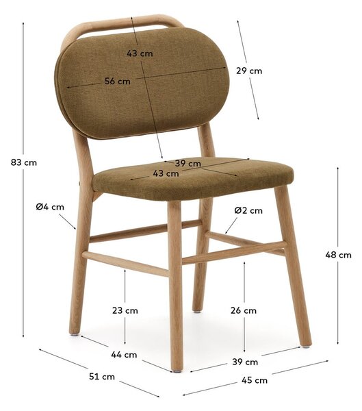 Khaki jídelní židle v sadě 2 ks Helda – Kave Home