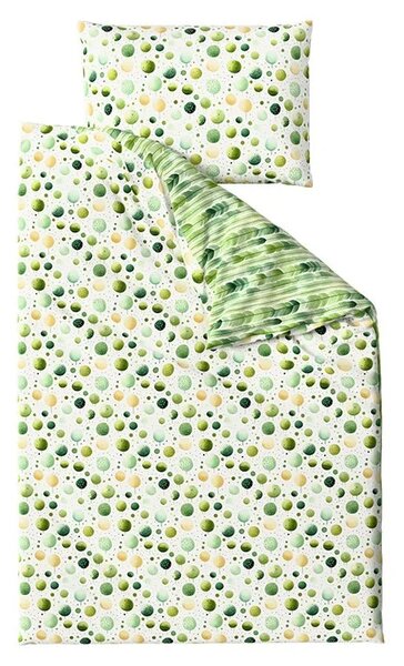 Sada krepového povlečení GREEN TREES POLY zelené + prostěradlo Jersey 180 x 200 cm bílé, dvoulůžko