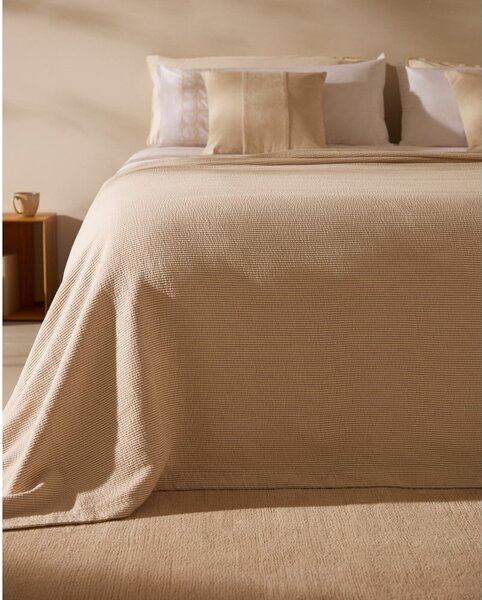 Béžový bavlněný přehoz na dvoulůžko 180x250 cm Bedar – Kave Home