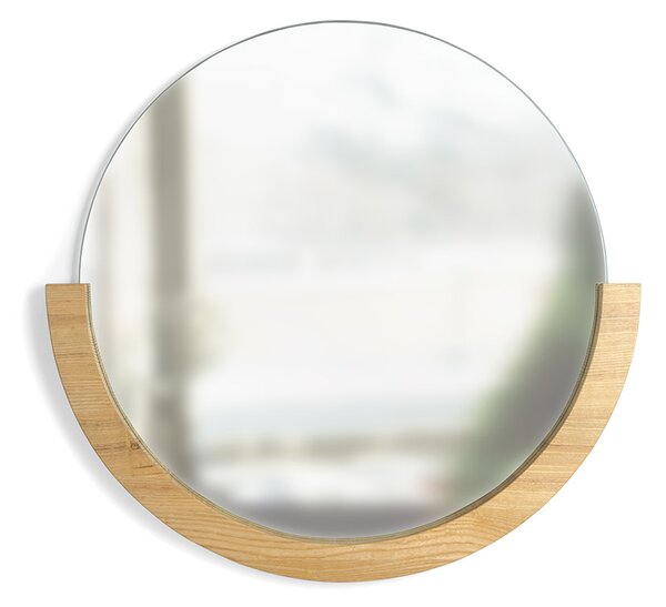 Umbra, Kulaté nástěnné zrcadlo s dřevěným rámečkem Mira | přírodní