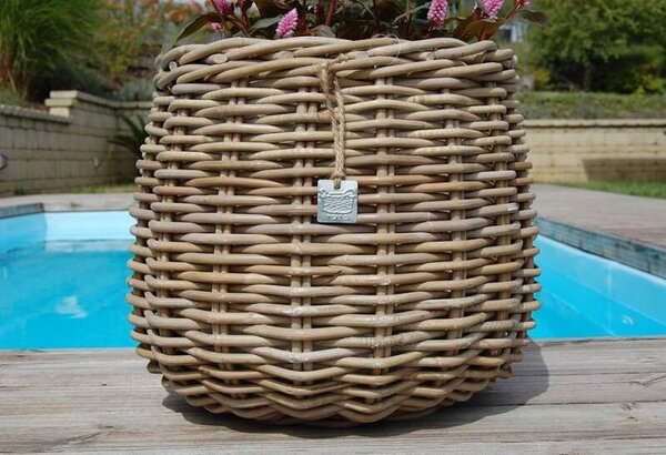 RATANOVÝ Květináč CLASIC ROUND, Grey, Ø38x33 cm (Van der Leeden®)