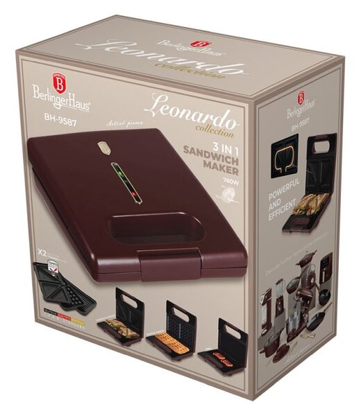 Sendvičovač 3v1 s vyměnitelnými deskami Leonardo Collection