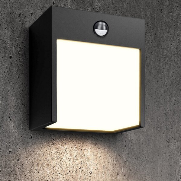 Brilagi-LED Venkovní nástěnné svítidlo se senzorem TERNI LED/12W/230V černá IP44