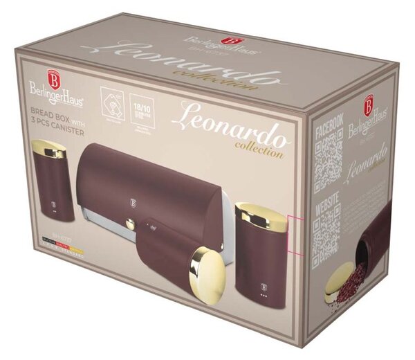Chlebník a sada dóz na potraviny 4 ks Leonardo Collection