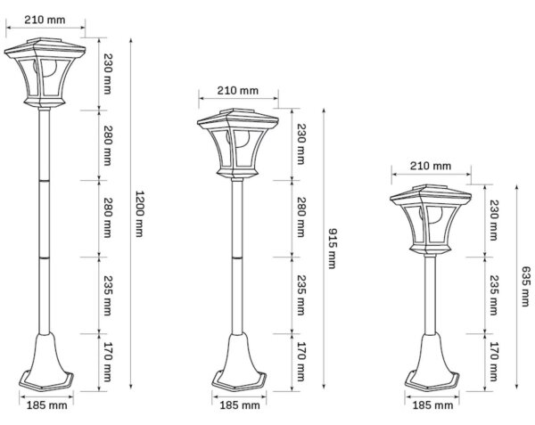 LED Solární lampa TIRANA LED/1,6W/1,2V 600 mAh IP44 černá