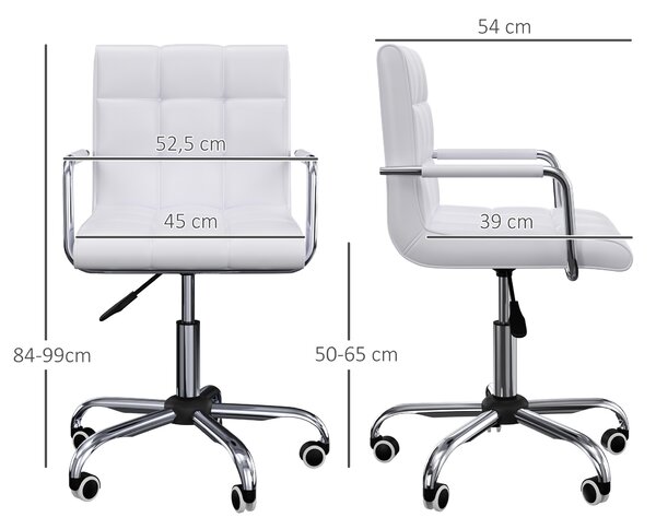 Kancelářská ergonomická židle HOMCOM 84-99 cm bílá