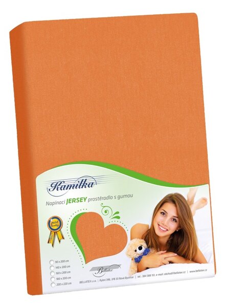 BELLATEX Prostěradlo jersey Mandarinková 90x200 cm