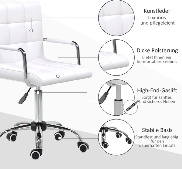 Kancelářská ergonomická židle HOMCOM 84-99 cm bílá
