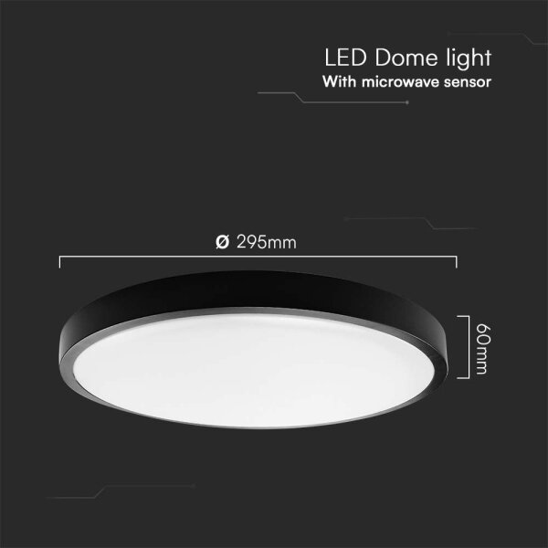 LED Koupelnové stropní svítidlo se senzorem LED/18W/230V 4000K IP44 černá