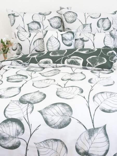 MK Lůžkoviny Bavlněné povlečení Renforcé - Eliot tmavě zelený 140 × 200 cm, 70 x 90 cm