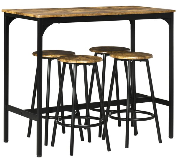 HOMCOM Barový set v industriálním designu 5 ks hnědý