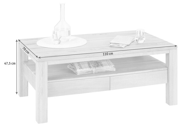 KONFERENČNÍ STOLEK, barvy dubu, dřevo, 110/70/47,5 cm Linea Natura - Konferenční stolky