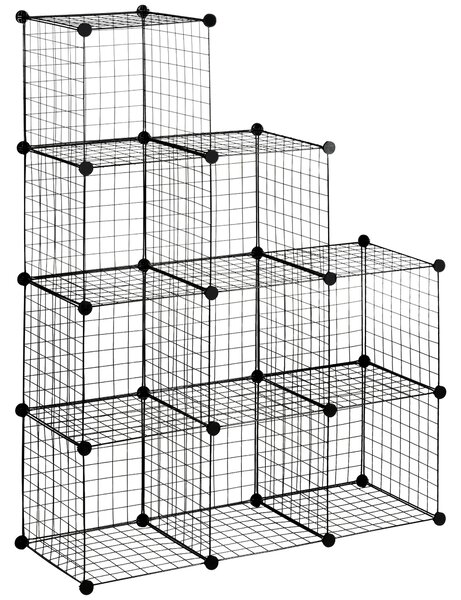 HOMCOM Policový systém z ocelového drátu 9 přihrádek 35x35x35cm
