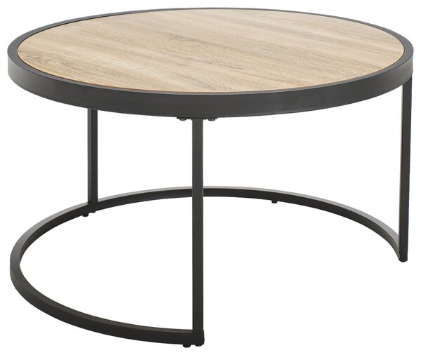 SADA KONFERENČNÍCH STOLKŮ, černá, barvy dubu, kov, sklo, kompozitní dřevo, 65-80/65-80/38-40 cm MID.YOU - Konferenční stolky, Online Only