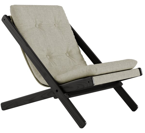 Šedé lněné skládací křeslo Karup Design Boogie s černou konstrukcí