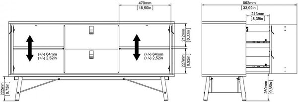 Tvilum Komoda Rainy 150 cm černá/ořech tmavý