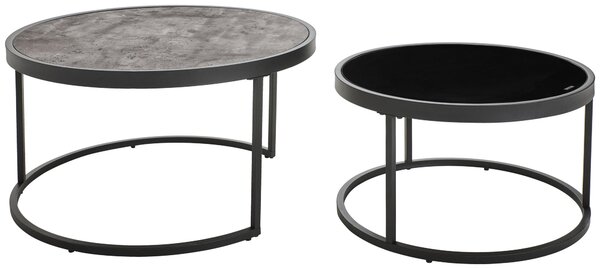 SADA KONFERENČNÍCH STOLKŮ, šedá, černá, kov, sklo, kompozitní dřevo, 65-80/65-80/38-40 cm MID.YOU - Konferenční stolky, Online Only