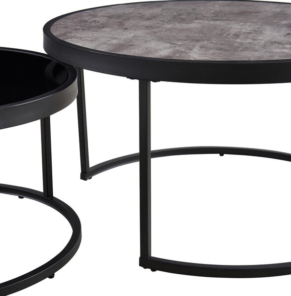 SADA KONFERENČNÍCH STOLKŮ, šedá, černá, kov, sklo, kompozitní dřevo, 65-80/65-80/38-40 cm MID.YOU - Konferenční stolky, Online Only