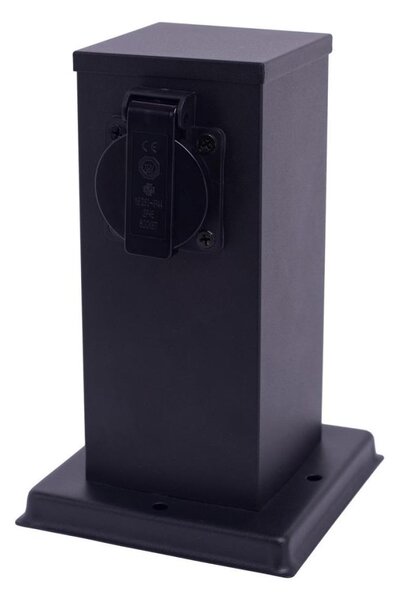Venkovní zásuvkový sloupek 1Z SCHUKO 230V IP44 20 cm černá
