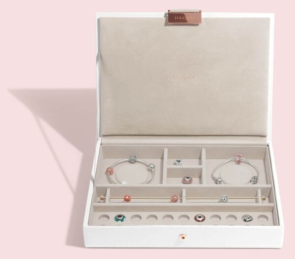 Stackers, Šperkovnice Limited Edition White & Rose Gold Charm Jewellery Box Lid | bílá 74917
