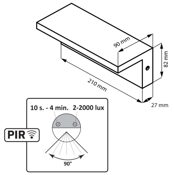 LED Venkovní nástěnné svítidlo se senzorem TESA LED/10W/230V IP54 černá