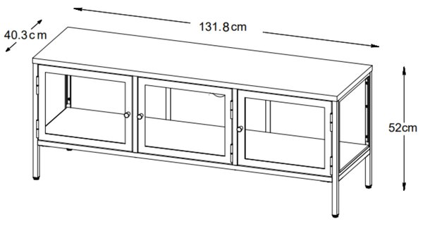 Unique Furniture Kovový TV stolek Carmel 132 x 40 cm