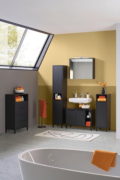 SKŘÍŇKA POD UMYVADLO, černá, černá, 80/49,3/33 cm home24 - Koupelnové série, Online Only