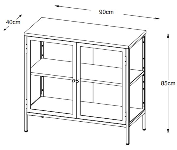 Unique Furniture Kovová vitrína Carmel 85 x 90 cm
