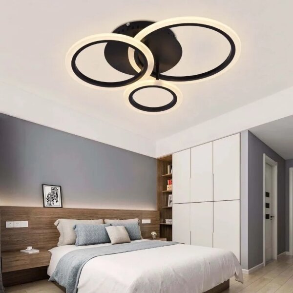 LED Stmívatelný přisazený lustr LED/40W/230V černá + dálkové ovládání