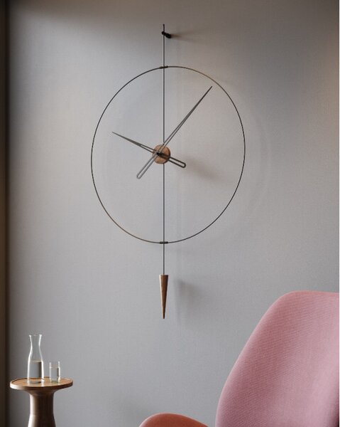 Designové nástěnné hodiny PP821 Pendulum Plus walnut-black-black 80cm