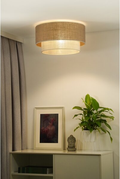 Duolla - Stropní svítidlo YUTE BOHO 1xE27/15W/230V pr. 45 cm hnědá/krémová