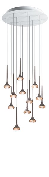 Axolight Fairy, designové kruhové závěsné svítidlo, 12x 5,9W LED, chrom, ambrové sklo, průměr 60cm