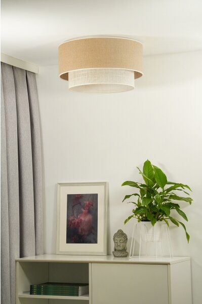 Duolla - Stropní svítidlo YUTE BOHO 3xE27/15W/230V pr. 60 cm hnědá/krémová