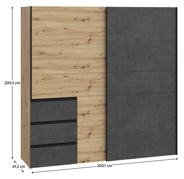 KONDELA Skříň, dub artisan/tmavě šedý beton, VIOLO