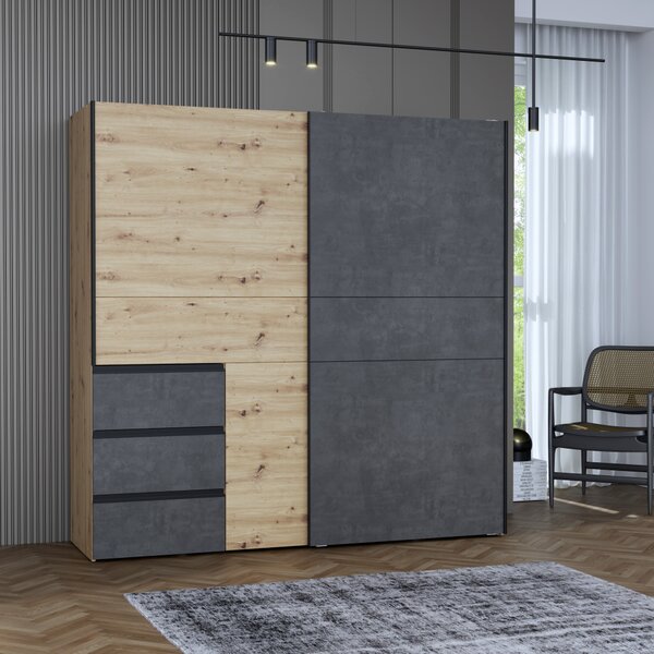 KONDELA Skříň, dub artisan/tmavě šedý beton, VIOLO
