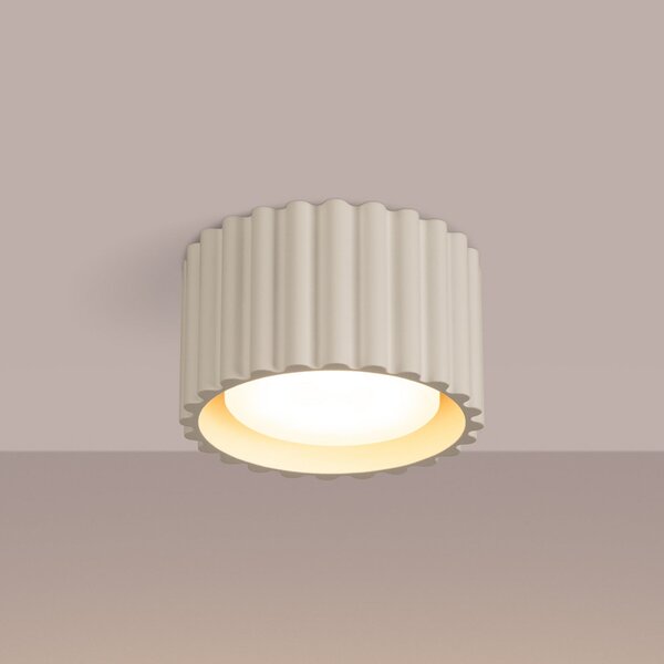 Stropní Lampa SOLLUX LIGHTING, RIBLA, stmívatelné, Béžová, Obývací pokoj, Hliník