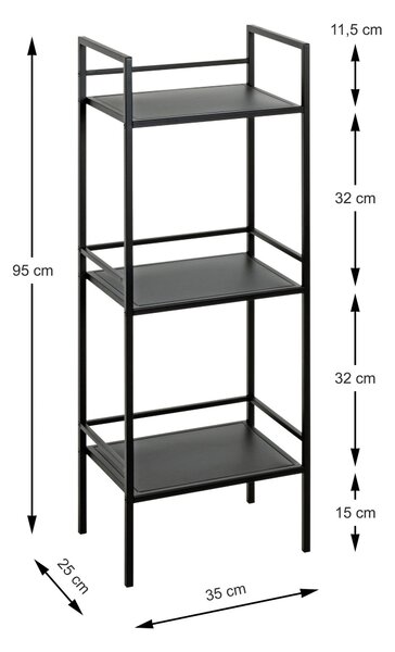 REGÁL, černá, ocel, 35/95/25 cm - Online Only regály & police, Online Only