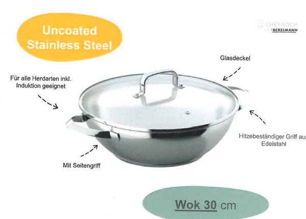 PÁNEV WOK 30 cm Chefkoch+Fackelmann - Online Only vaření, Online Only