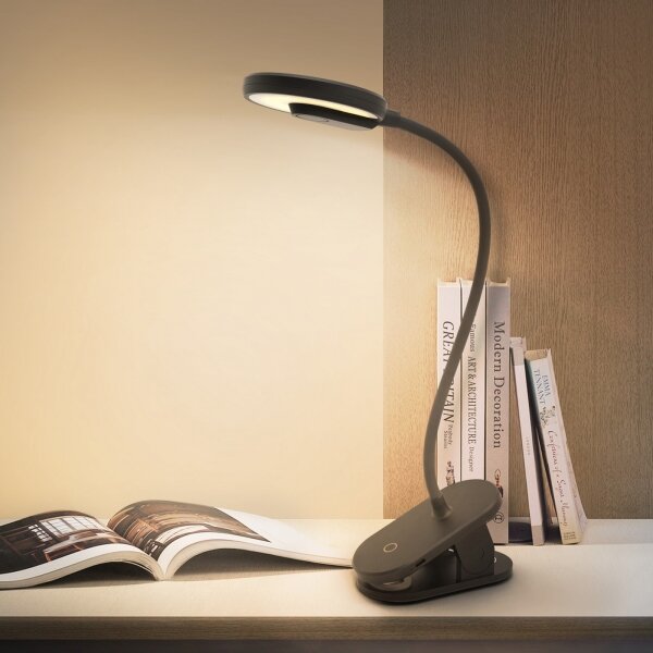 Aigostar -LED Stmívatelná nabíjecí stolní lampa s klipem LED/3W/5V 1800mAh černá