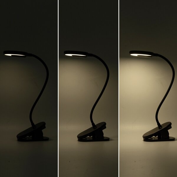 Aigostar -LED Stmívatelná nabíjecí stolní lampa s klipem LED/3W/5V 1800mAh černá