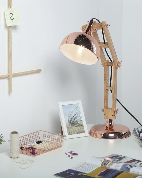 Stolní lampa SALADO Nastavitelná Dřevo Měděná