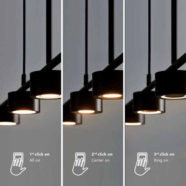 Nordlux Černé kovové závěsné LED světlo Clyde 115 cm