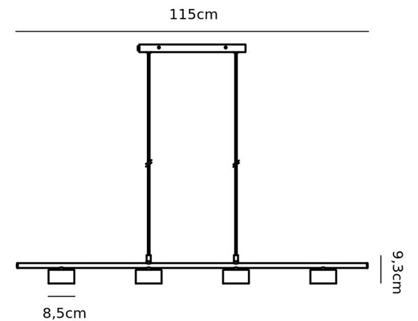 Nordlux Černé kovové závěsné LED světlo Clyde 115 cm