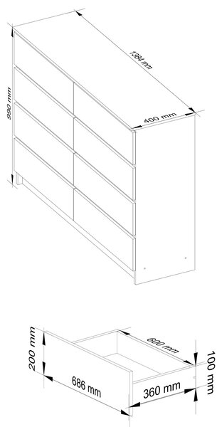 Ak furniture Komoda Rollo X 138,4 cm dub sonoma