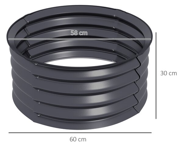 OUTSUNNY Sada 2 kruhových vyvýšených záhonů z oceli 60 x 30 cm černá
