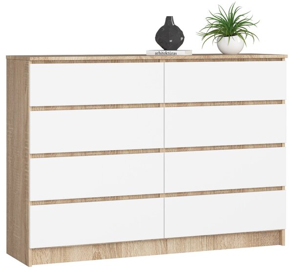 Ak furniture Komoda Rollo X 140 cm dub sonoma/bílá