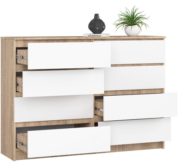 Ak furniture Komoda Rollo X 140 cm dub sonoma/bílá