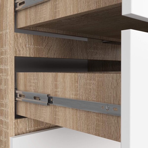 Ak furniture Komoda Kuba 140 cm 10 šuplíků dub sonoma/bílá