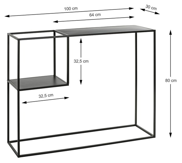 KONZOLOVÝ STOLEK, černá, kov, 100/30/80 cm - Online Only konferenční stolky, Online Only