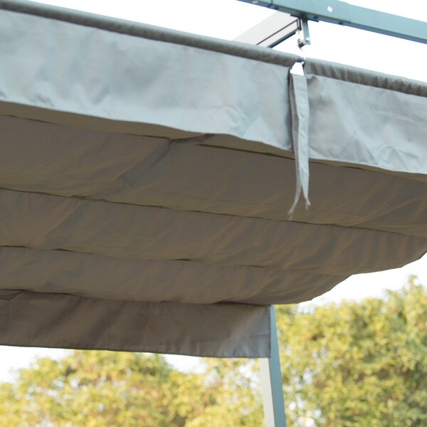 OUTSUNNY Kovová pergola s posuvnou látkovou střechou 298 x 221 x 213 cm šedá